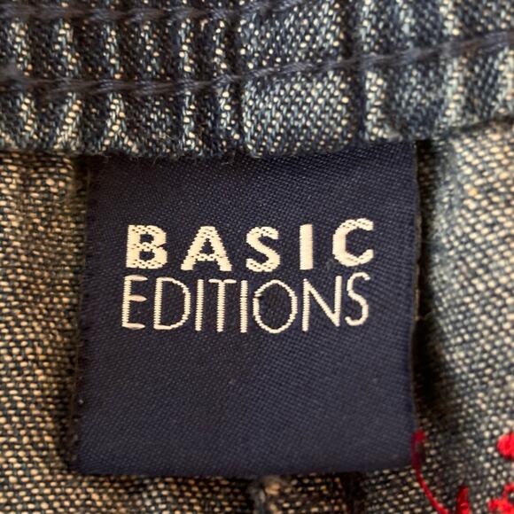 Denim Lobster Embroidered Capri Pants Womans L Elastic Tie Waist Nautical Beachy - Picture 4 of 11